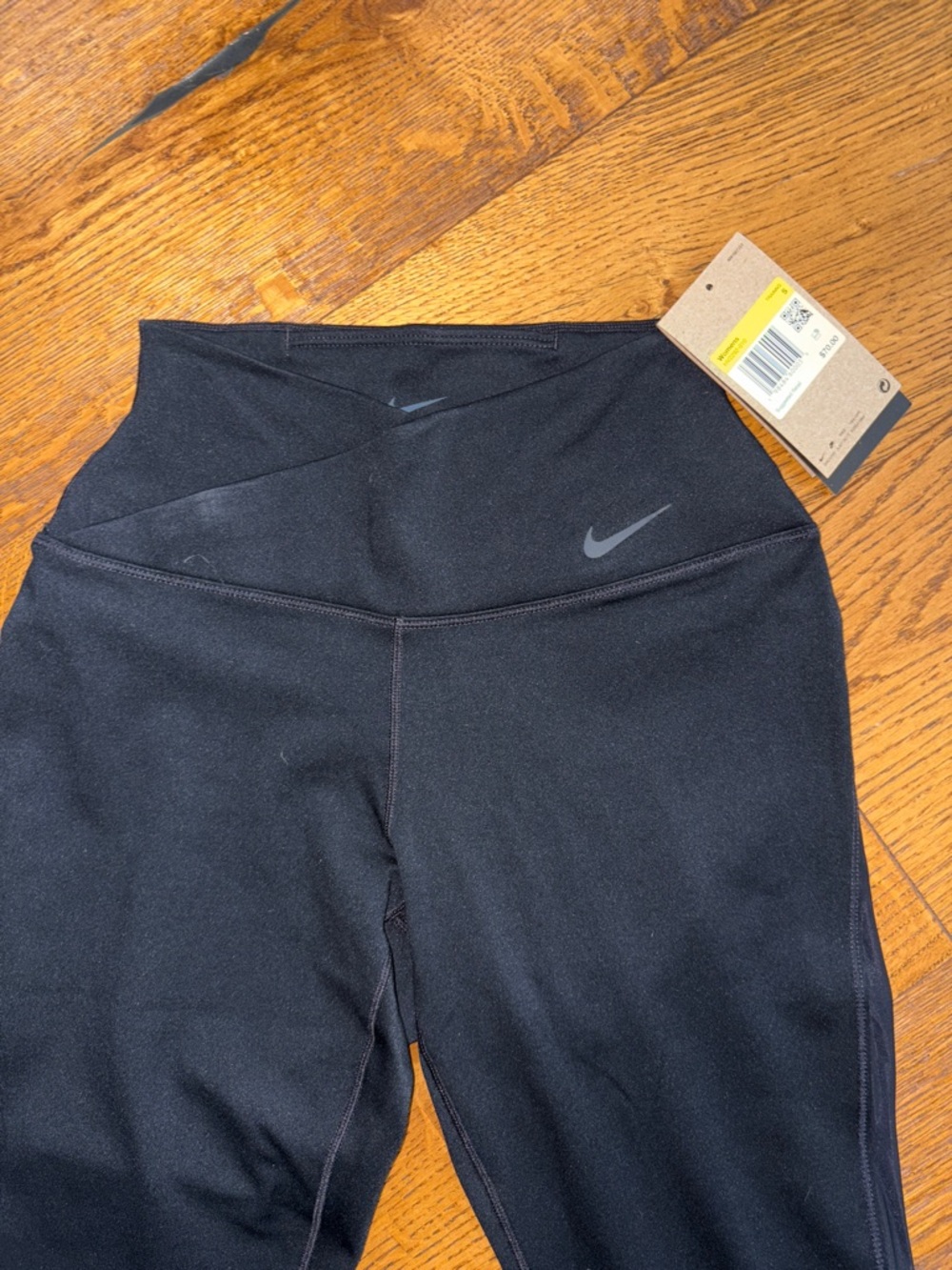 Nike Black Women's Crossover-Waist Leggings with Swoosh